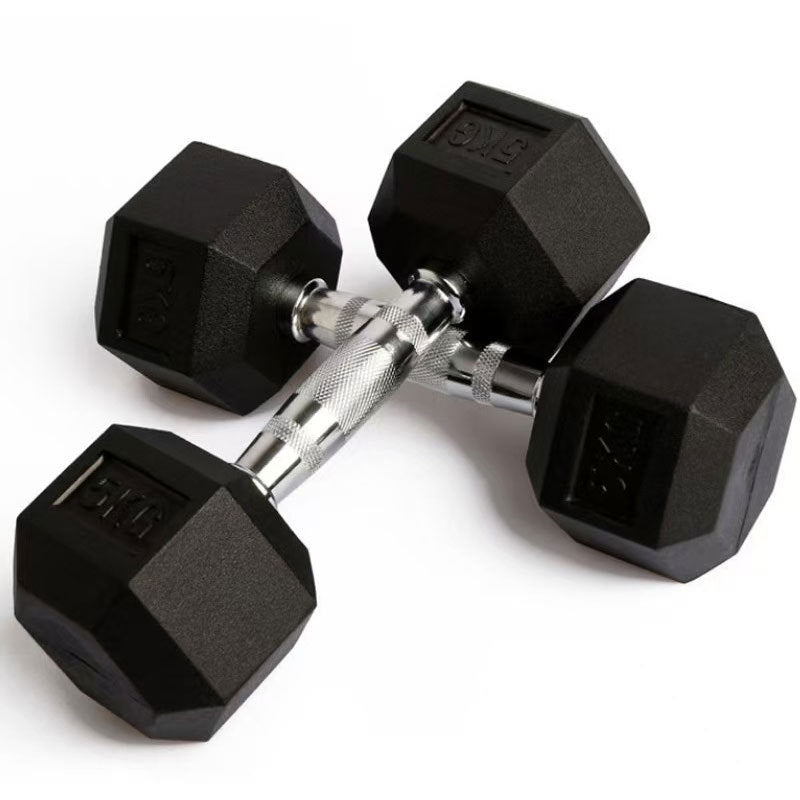 Hexagonal Rubber-Coated Dumbbells For Fitness, Home Use For Men And Women, Small Dumbbells For Home Exercise, Solid Cast Iron Weightlifting Dumbbell Set