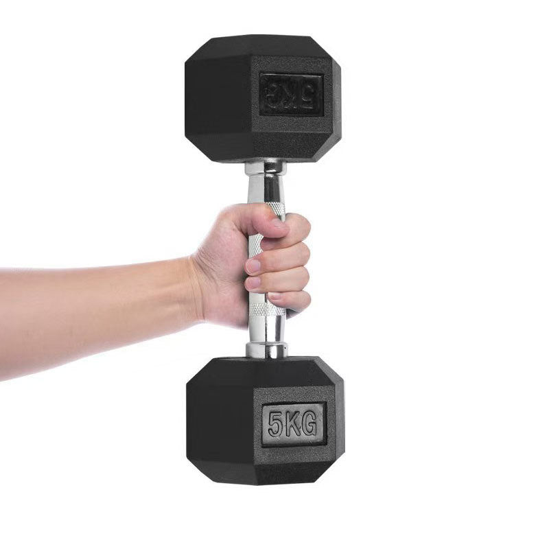 Hexagonal Rubber-Coated Dumbbells For Fitness, Home Use For Men And Women, Small Dumbbells For Home Exercise, Solid Cast Iron Weightlifting Dumbbell Set